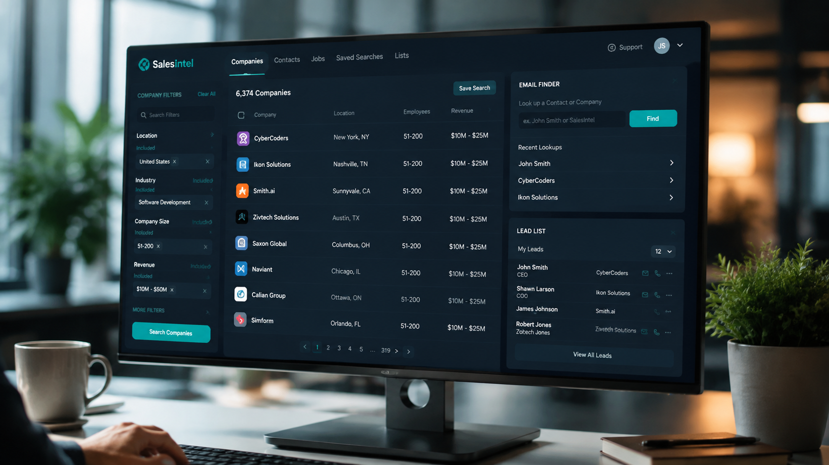 Apollo.io sales intelligence and prospecting dashboard