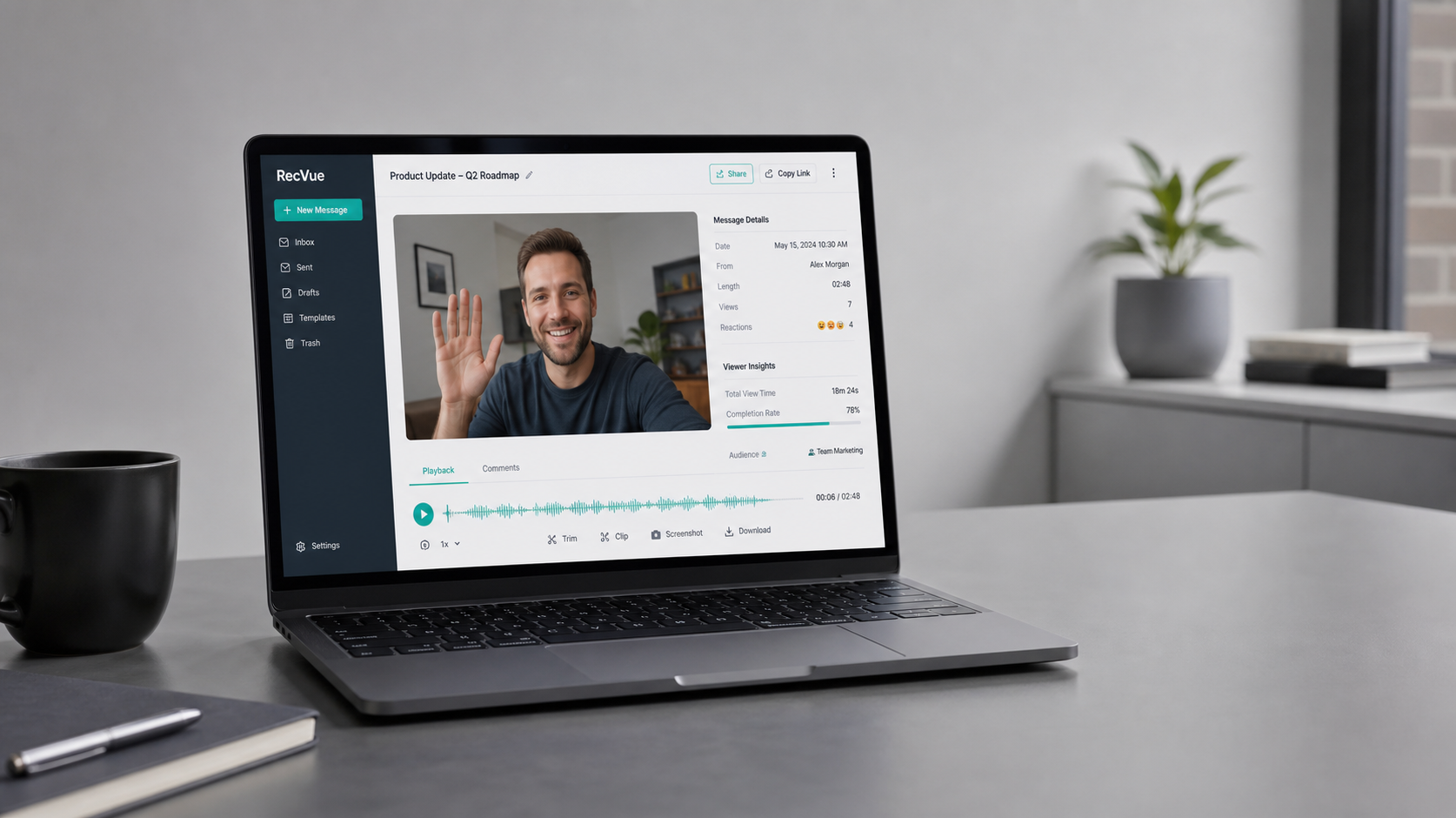 Loom video messaging screen recording interface