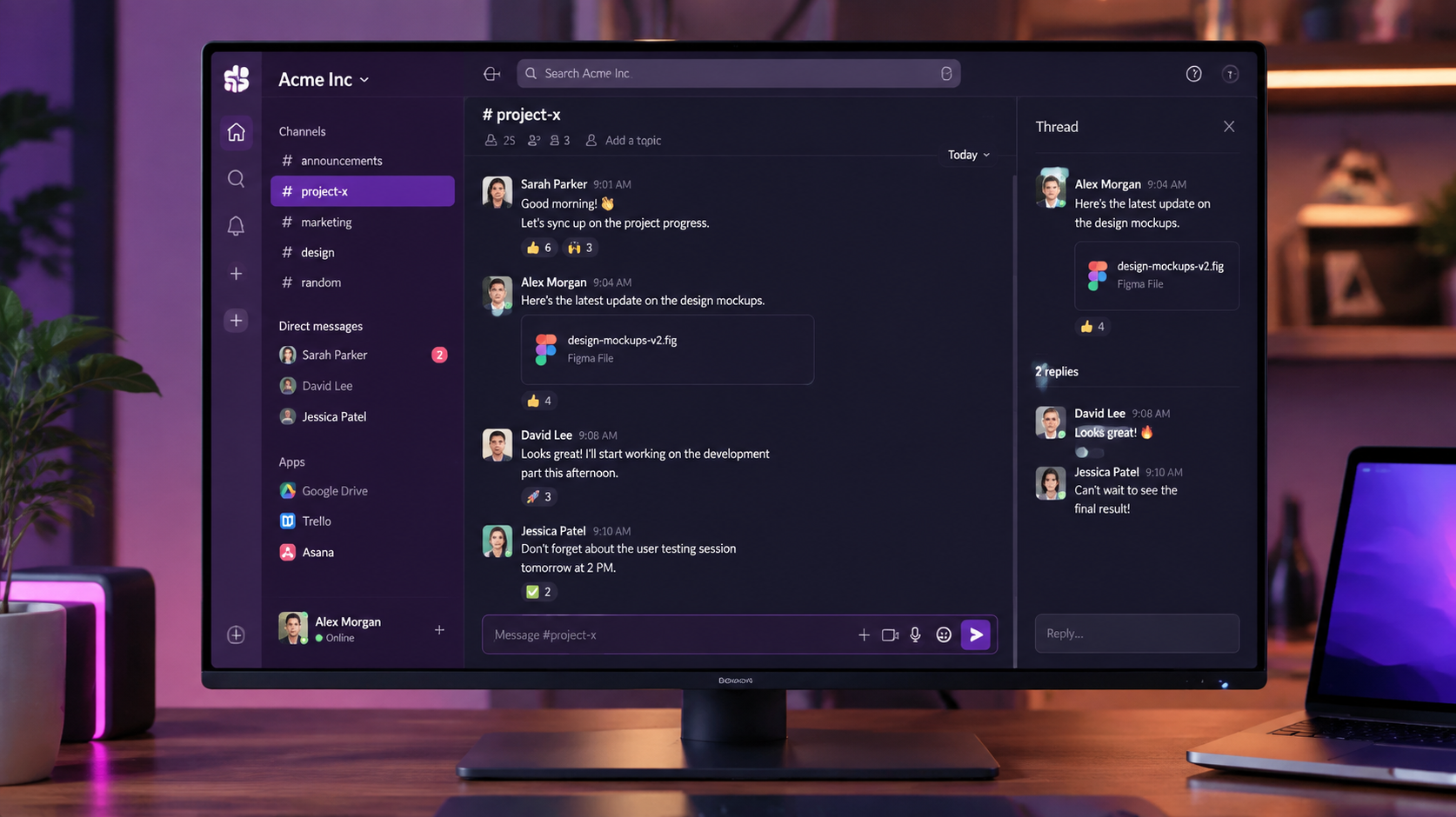Slack team communication workspace interface
